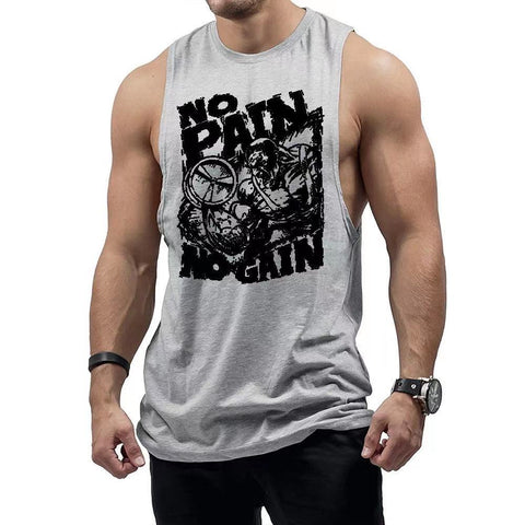 NO PAIN NO GAIN Printed Fashion Cotton Tank Tops