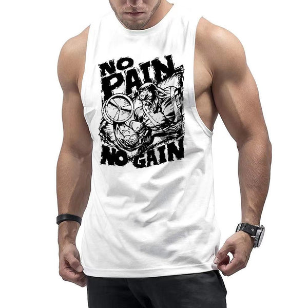 NO PAIN NO GAIN Printed Fashion Cotton Tank Tops