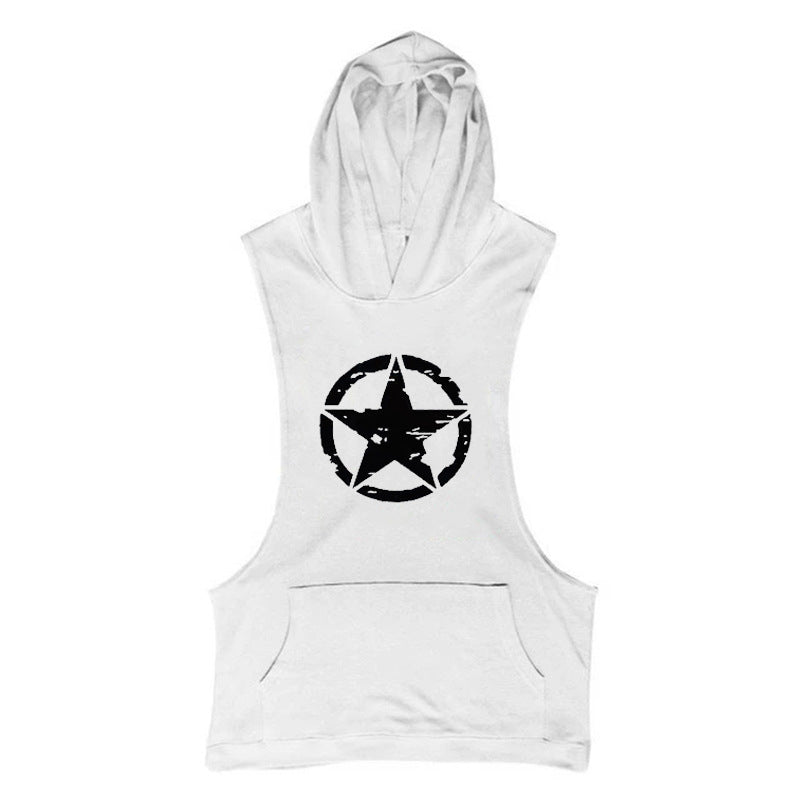 white Men's Star Graphic Hooded Tank