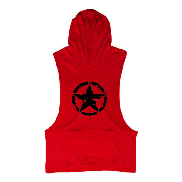 red Men's Star Graphic Hooded Tank