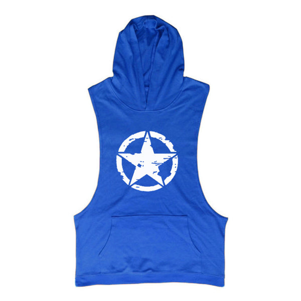 blue Men's Star Graphic Hooded Tank