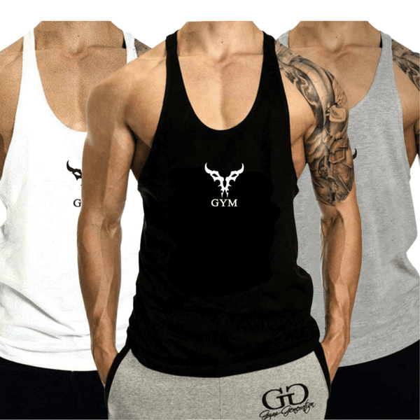 3 PACK Men's GYM Graphic Fitness Tank Tops