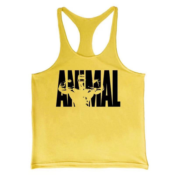 yellow ANIMAL GYM Bodybuilding Stringer Tank Tops