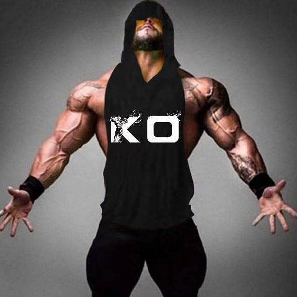 KO Printed Fitness Hoodie Muscle Tank Tops