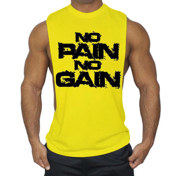 NO PAIN NO GAIN Printed Fitness Tank Tops