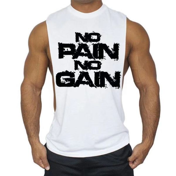NO PAIN NO GAIN Printed Fitness Tank Tops