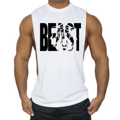 white BEAST Graphic Gym Tank Tops