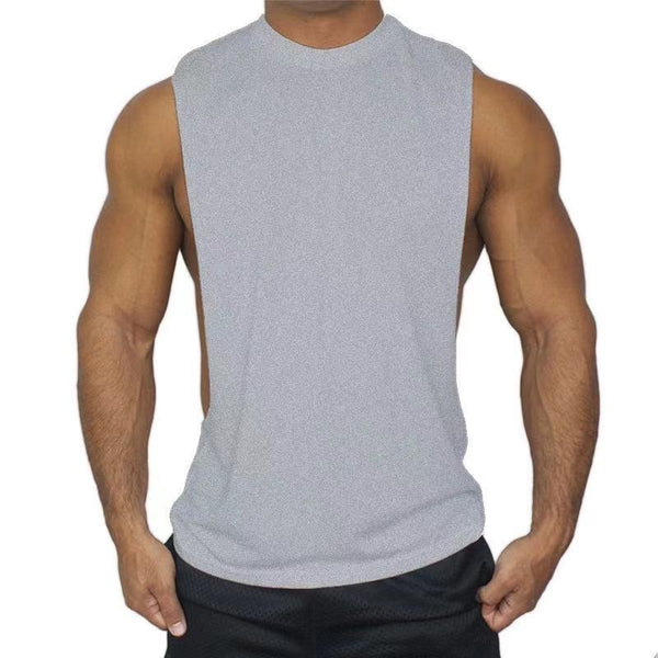 grey Blank Fitted Athletic Tank Tops