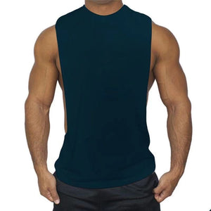 navy blue Blank Fitted Athletic Tank Tops