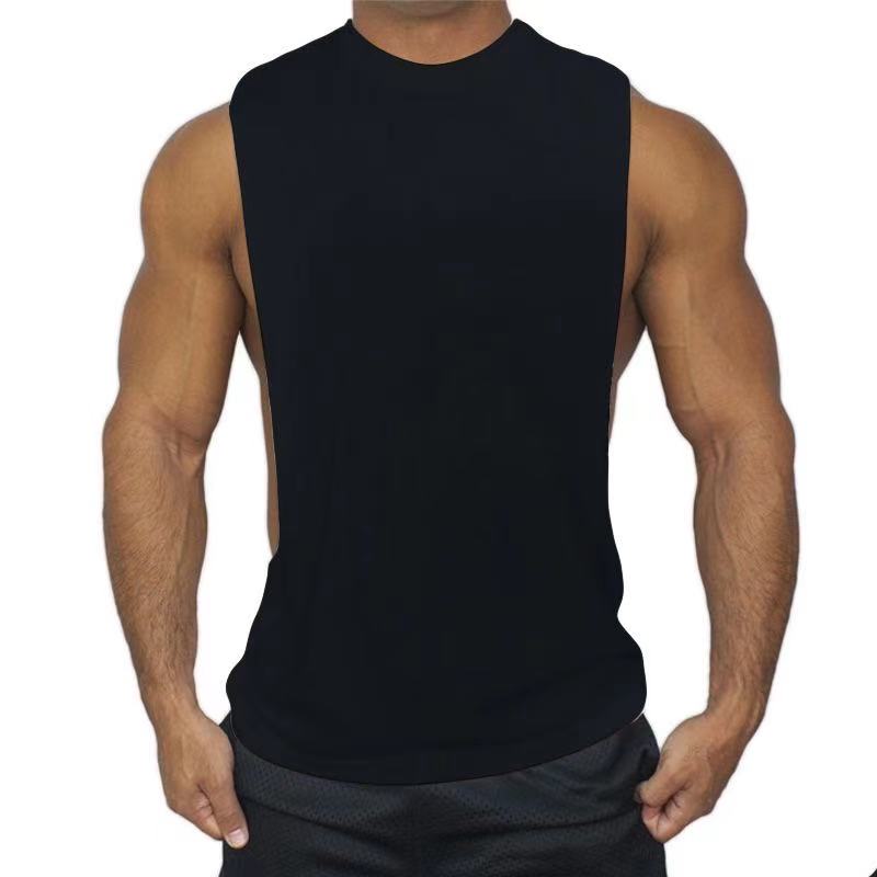 black Blank Fitted Athletic Tank Tops