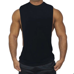 black Blank Fitted Athletic Tank Tops