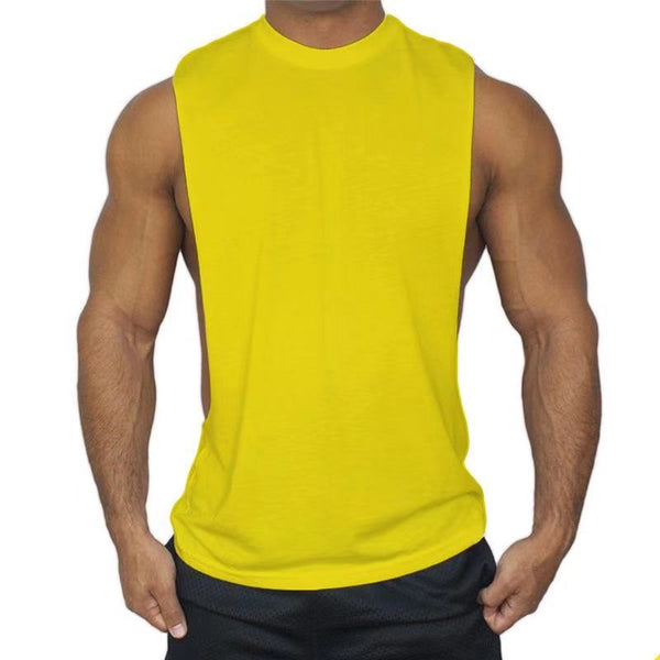 yellow Blank Fitted Athletic Tank Tops
