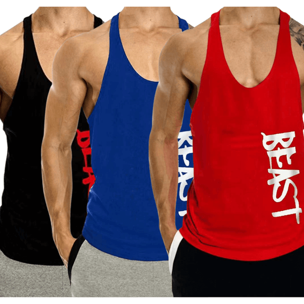 3 PACK Beast Printed Workout Tank Tops