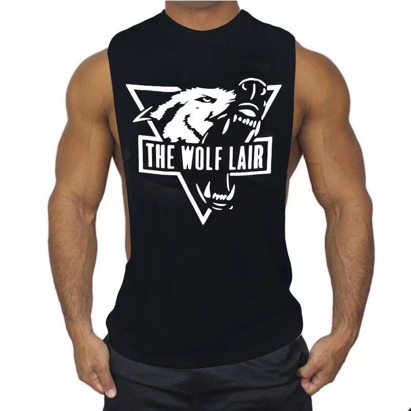 black THE WOLF LAIR Workout Tank Top