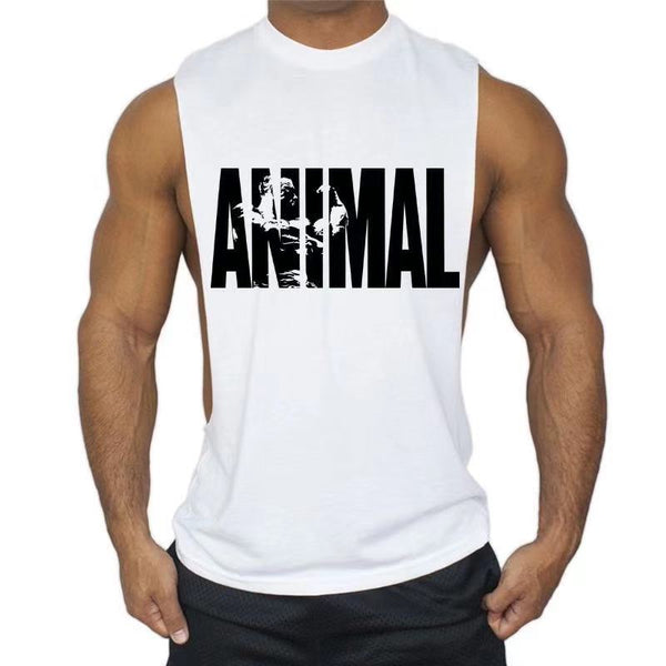 white ANIMAL Printed Fitness Tank Tops