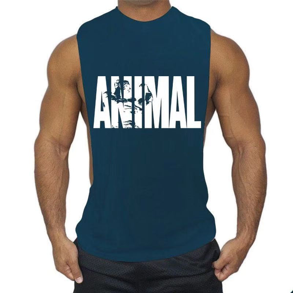 navy blue ANIMAL Printed Fitness Tank Tops