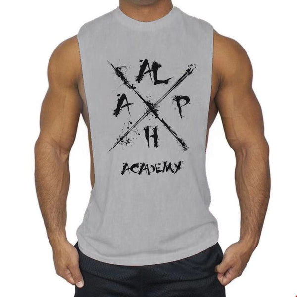 grey ALPHA Fitness Muscle Tank Tops