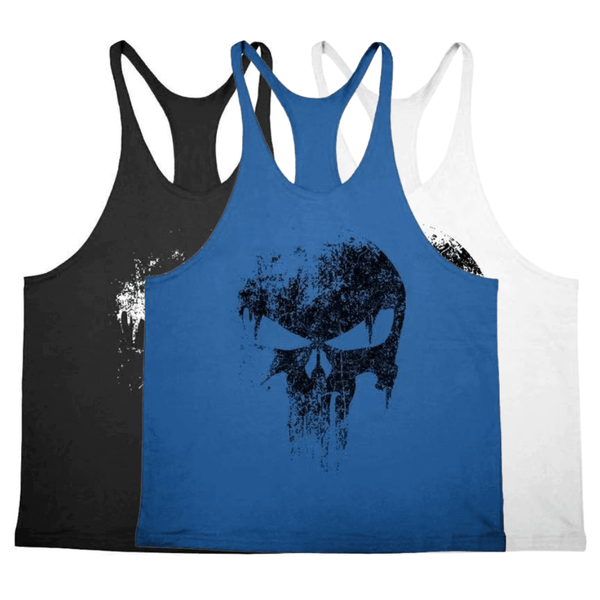3 PACK Skull Workout Stringer Tank Tops