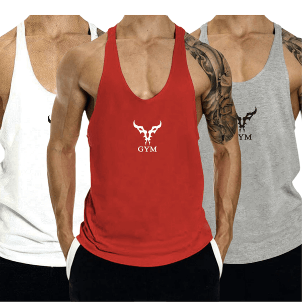 3 PACK Men's GYM Graphic Fitness Tank Tops