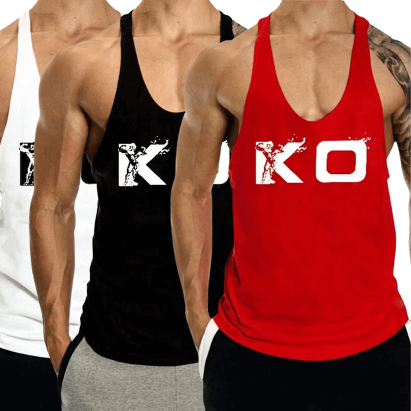 3 PACK KO Printed Weight Lift Tank Top for Men