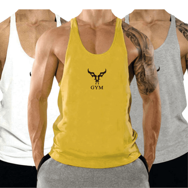 3 PACK Men's GYM Graphic Fitness Tank Tops