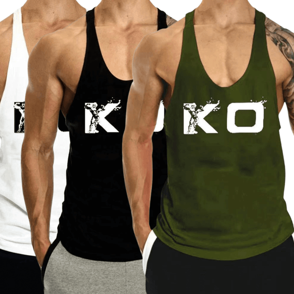 3 PACK KO Printed Weight Lift Tank Top for Men