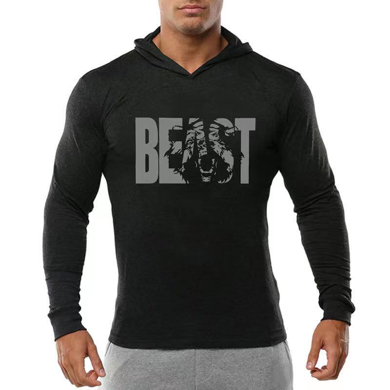 Fitness long-sleeved BEAST Printed hooded sweater