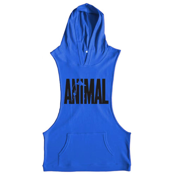 blue Best ANIMAL Hoodie Tank Tops for Workout