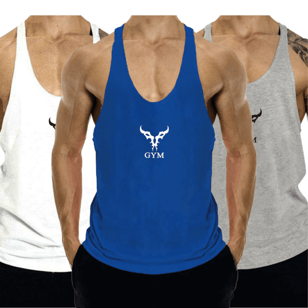 3 PACK Men's GYM Graphic Fitness Tank Tops