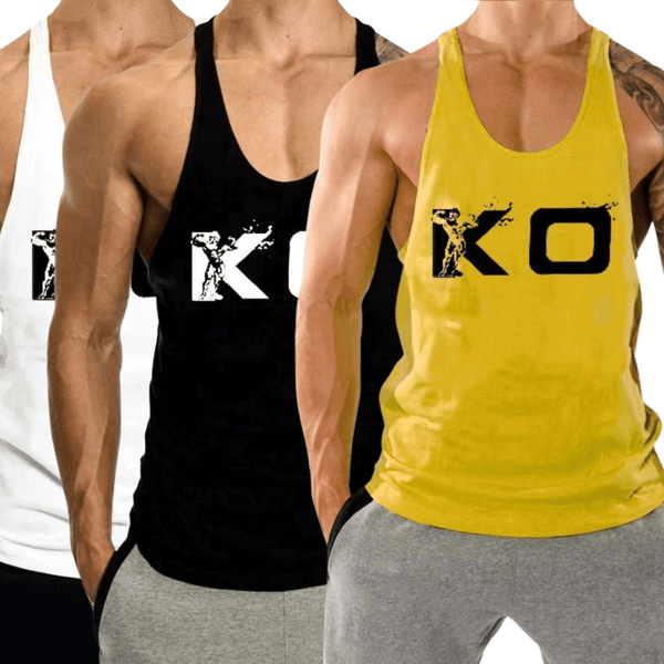 3 PACK KO Printed Weight Lift Tank Top for Men