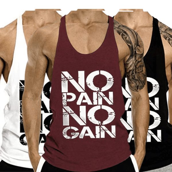 No Pain No Gain Printed Fitness Tank Tops for Men