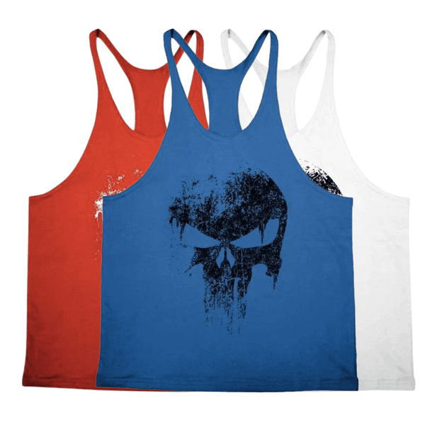 3 PACK Skull Workout Stringer Tank Tops