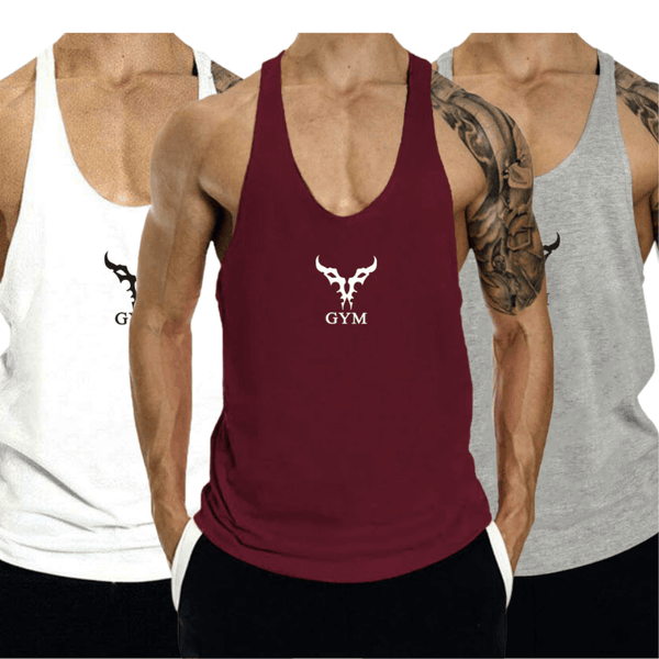 3 PACK Men's GYM Graphic Fitness Tank Tops