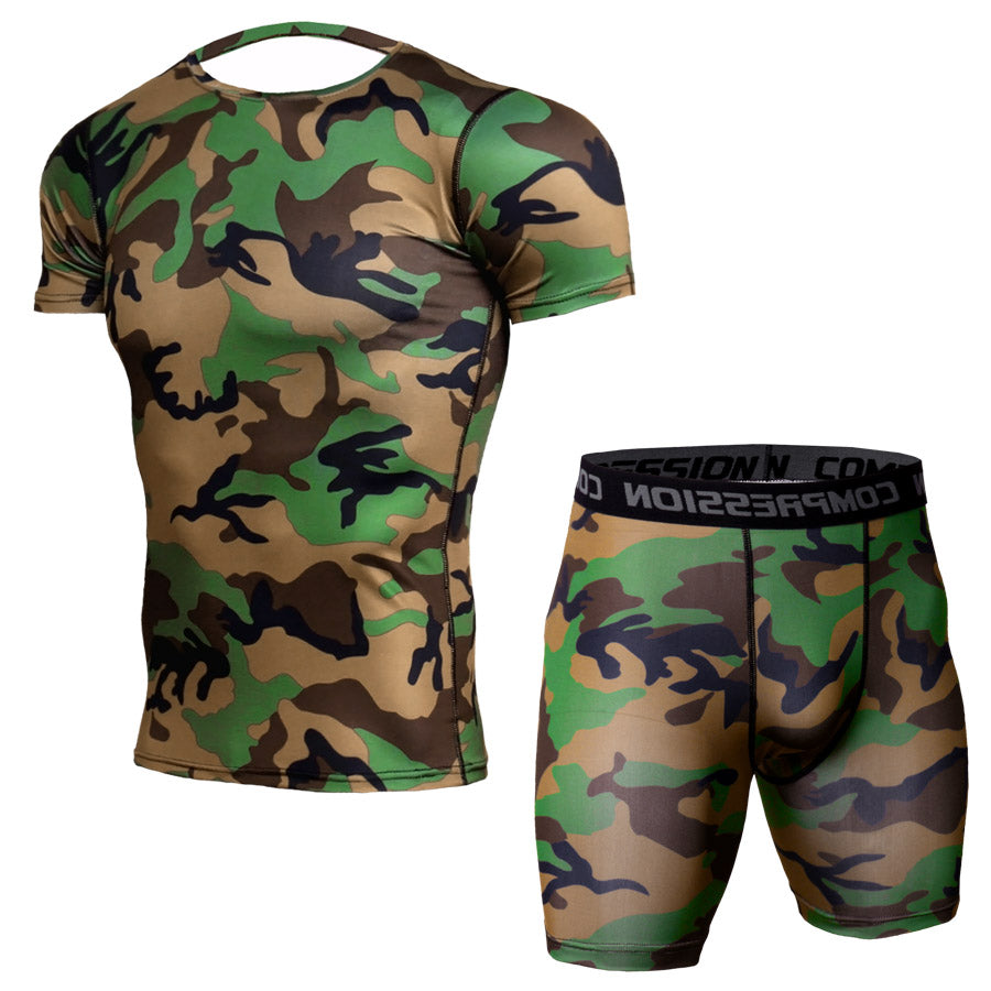 Camouflage T-shirt suit men's short-sleeved t-shirt + shorts