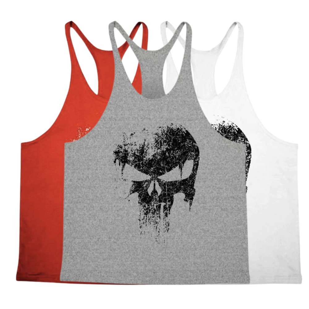 3 PACK Skull Workout Stringer Tank Tops