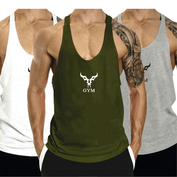 3 PACK Men's GYM Graphic Fitness Tank Tops