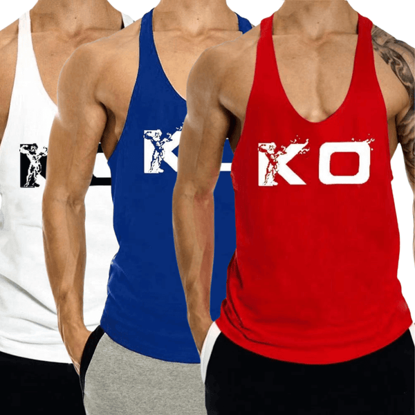 3 PACK KO Printed Weight Lift Tank Top for Men