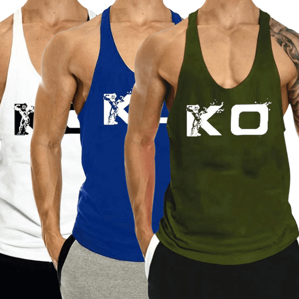 3 PACK KO Printed Weight Lift Tank Top for Men