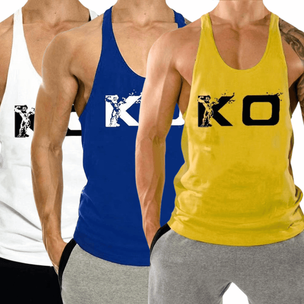 3 PACK KO Printed Weight Lift Tank Top for Men