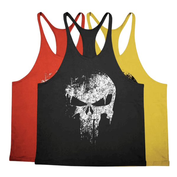 3 PACK Skull Workout Stringer Tank Tops