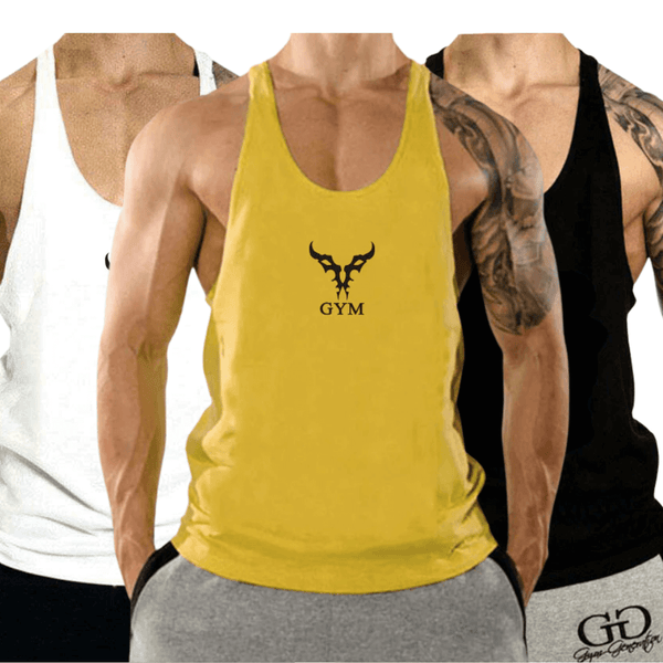 3 PACK Men's GYM Graphic Fitness Tank Tops