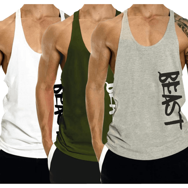 3 PACK Beast Printed Workout Tank Tops