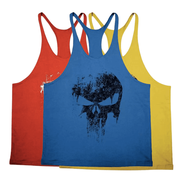 3 PACK Skull Workout Stringer Tank Tops