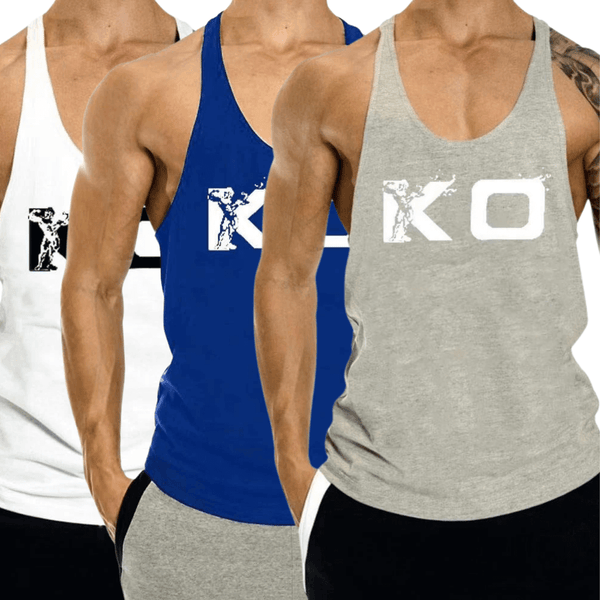 3 PACK KO Printed Weight Lift Tank Top for Men