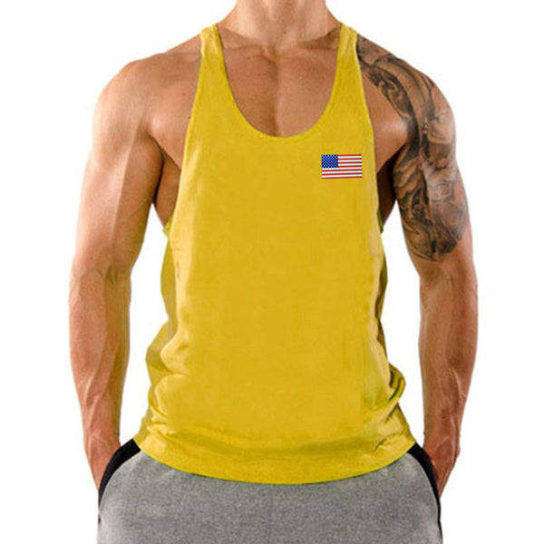 Men's American Flag Fitness Stringer Workout Tank Top