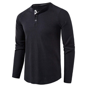 Men's Henry Collar Long-Sleeved T-Shirt