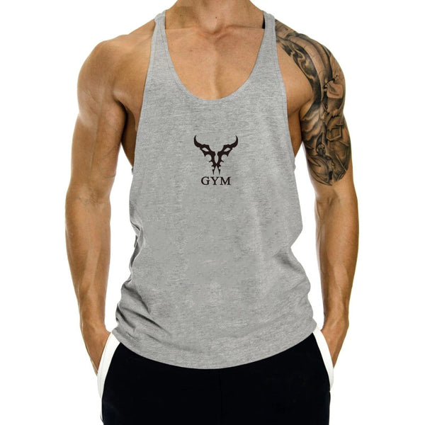 grey Men's GYM Graphic Fitness Tank Tops