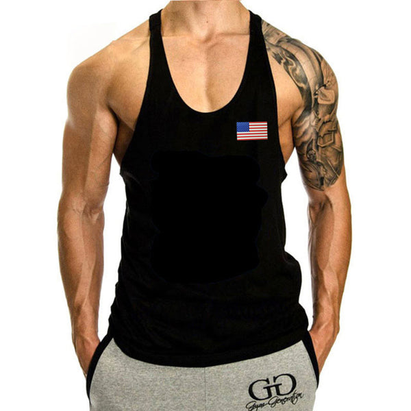 Men's American Flag Fitness Stringer Workout Tank Top
