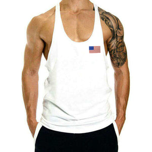 Men's American Flag Fitness Stringer Workout Tank Top