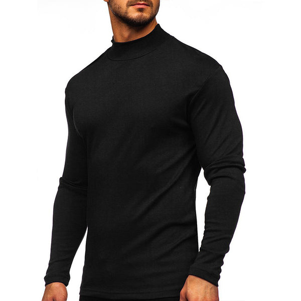 Men's Autumn And Winter Thick Warm Turtleneck Long Sleeve T-Shirt